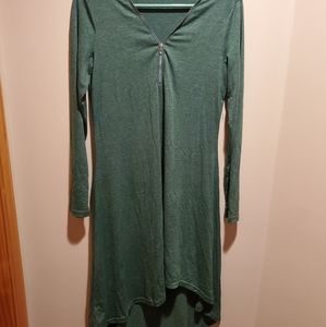 STYLEWORD Women's Long Sleeve Zip V Neck Asymmetrical Swing Tunic Dress